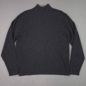Grayson & Dunn Sweater Mens XL Gray 1/4 Zip‎ Mock Neck 100% Cashmere Pullover